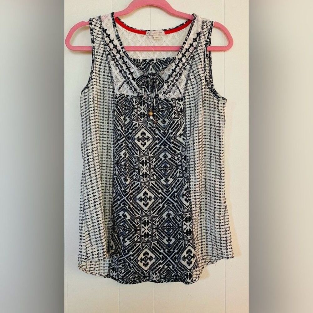 CB Established 1962 Tank Top Womens Medium Sleeveless Lace Boho Aztec Festival